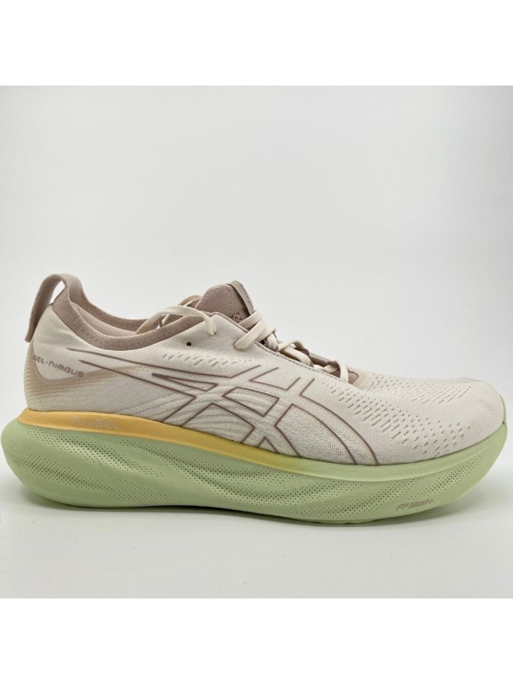 Asics Gel Nimbus 25 Mens Size 11.5 Cream Athletic Running Walking Shoes Sneakers